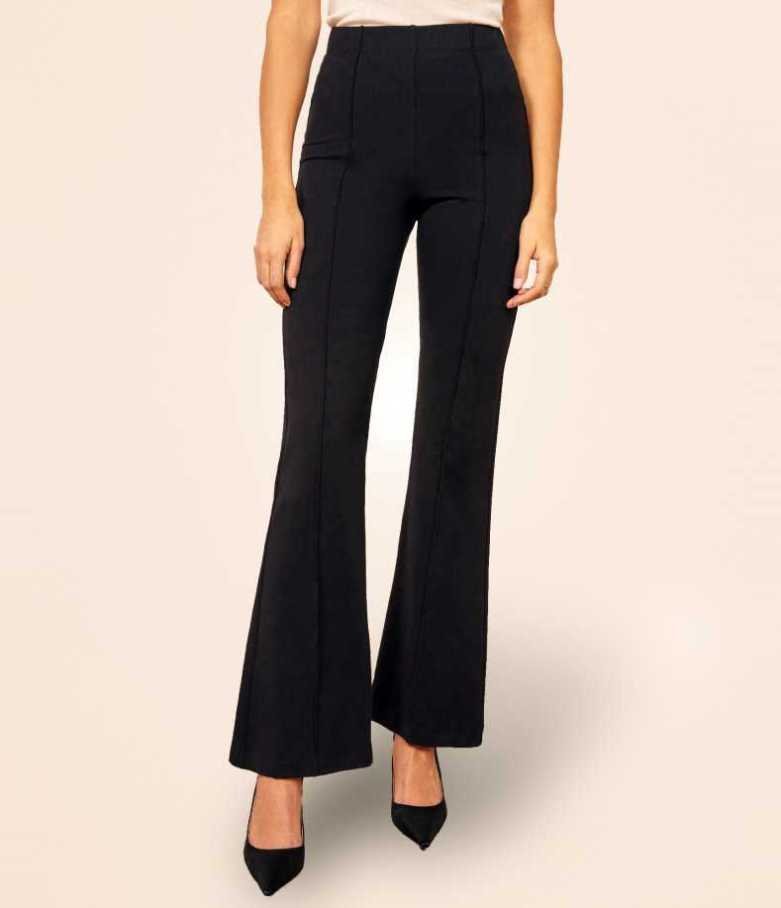 Regular Fit Women Black Lycra Blend Trousers