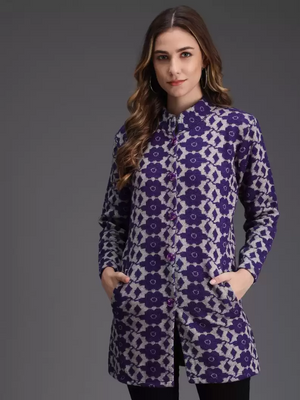 TANDUL  Printed Collared Neck Casual Women Multicolor Sweater