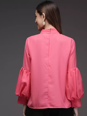 TANDUL  Casual Regular Sleeves Solid Women Pink Top