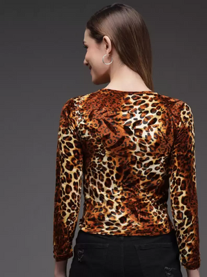 TANDUL  Casual Regular Sleeves Animal Print Women Multicolor Top