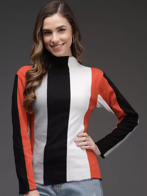 TANDUL  Casual Regular Sleeves Color Block Women Multicolor Top