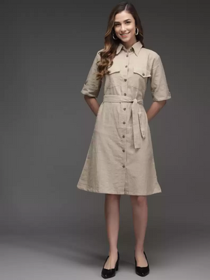 TANDUL  Women Fit and Flare Brown Dress