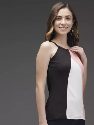 TANDUL  Casual Sleeveless Color Block Women Multicolor Top