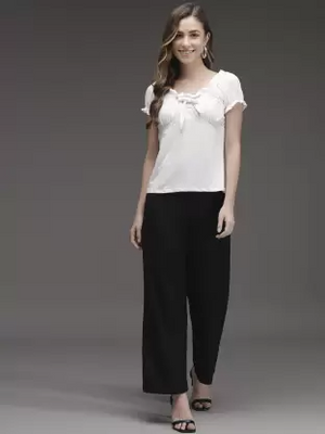 Casual Solid Women White Top