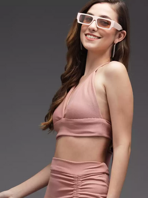 TANDUL  Casual Sleeveless Solid Women Pink Top
