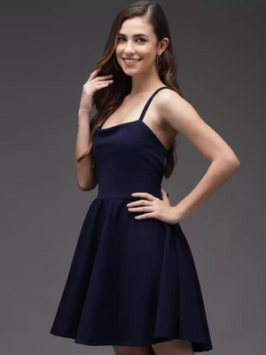 TANDUL  Women A-line Dark Blue Dress