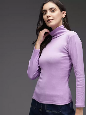 TANDUL  Casual Regular Sleeves Solid Women Purple Top