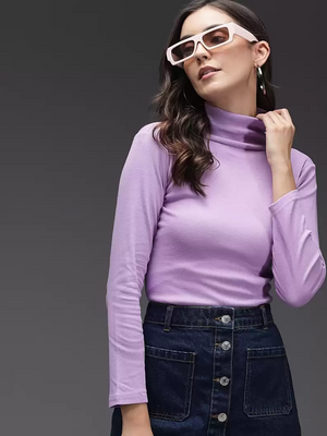 TANDUL  Casual Regular Sleeves Solid Women Purple Top