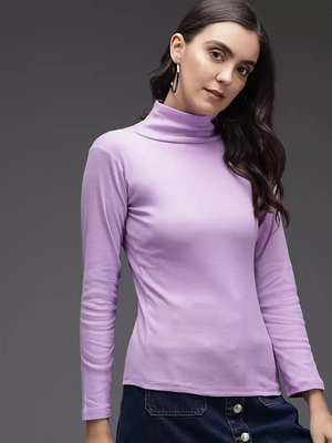 TANDUL  Casual Regular Sleeves Solid Women Purple Top