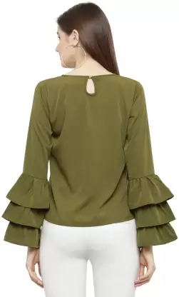 Party Solid Women Green Top
