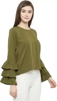 Party Solid Women Green Top