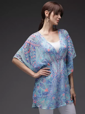 TANDUL  Women Flared 3/4th Sleeve Multicolor Shrug