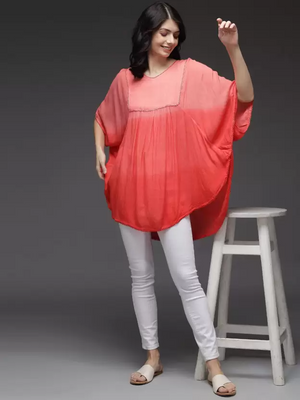 TANDUL  Cotton Crepe Blend Poncho