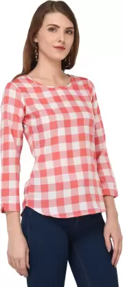 Casual Checkered Women Multicolor Top