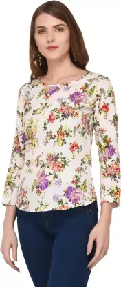 Casual Floral Print Women Multicolor Top