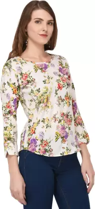 Casual Floral Print Women Multicolor Top