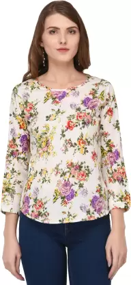 Casual Floral Print Women Multicolor Top