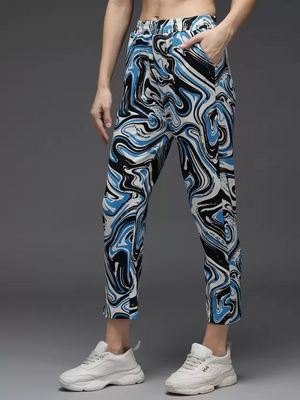 TANDUL  Regular Fit Women Multicolor Lycra Blend Trousers