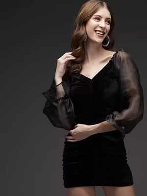 TANDUL  Women Bodycon Black Dress