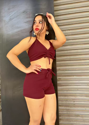 TANDUL  Women Two Piece Dress Maroon Dress