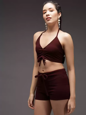 TANDUL  Women Two Piece Dress Maroon Dress