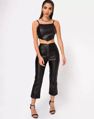TANDUL  Casual Noodle Straps Solid Women Black Top