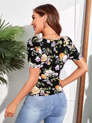 TANDUL  Casual Regular Sleeves Printed Women Multicolor Top