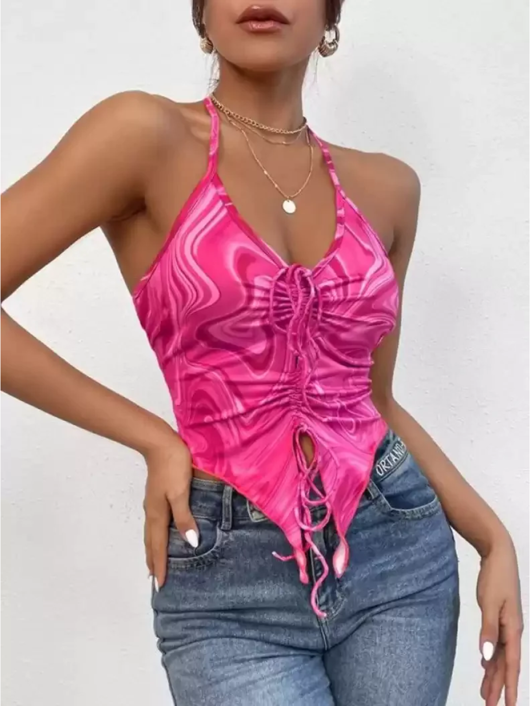 TANDUL  Casual Sleeveless Printed Women Pink Top