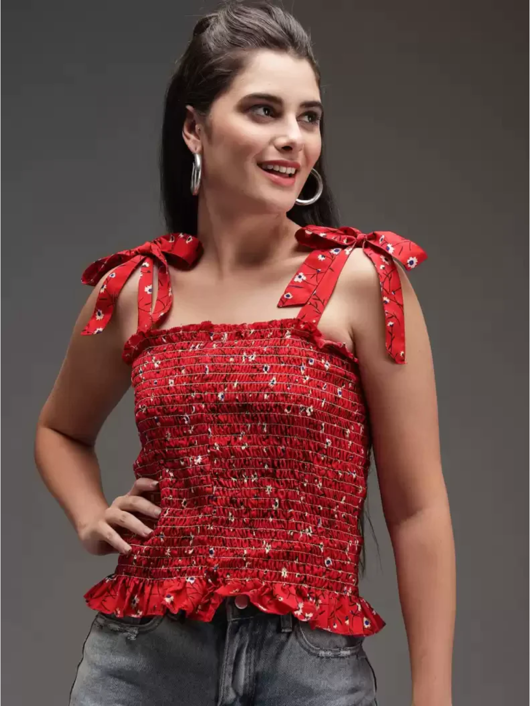 TANDUL  Casual Sleeveless Printed Women Red Top