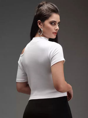 TANDUL  Casual Regular Sleeves Solid Women White Top
