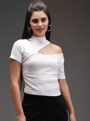 TANDUL  Casual Regular Sleeves Solid Women White Top