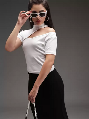 TANDUL  Casual Regular Sleeves Solid Women White Top