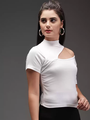 TANDUL  Casual Regular Sleeves Solid Women White Top