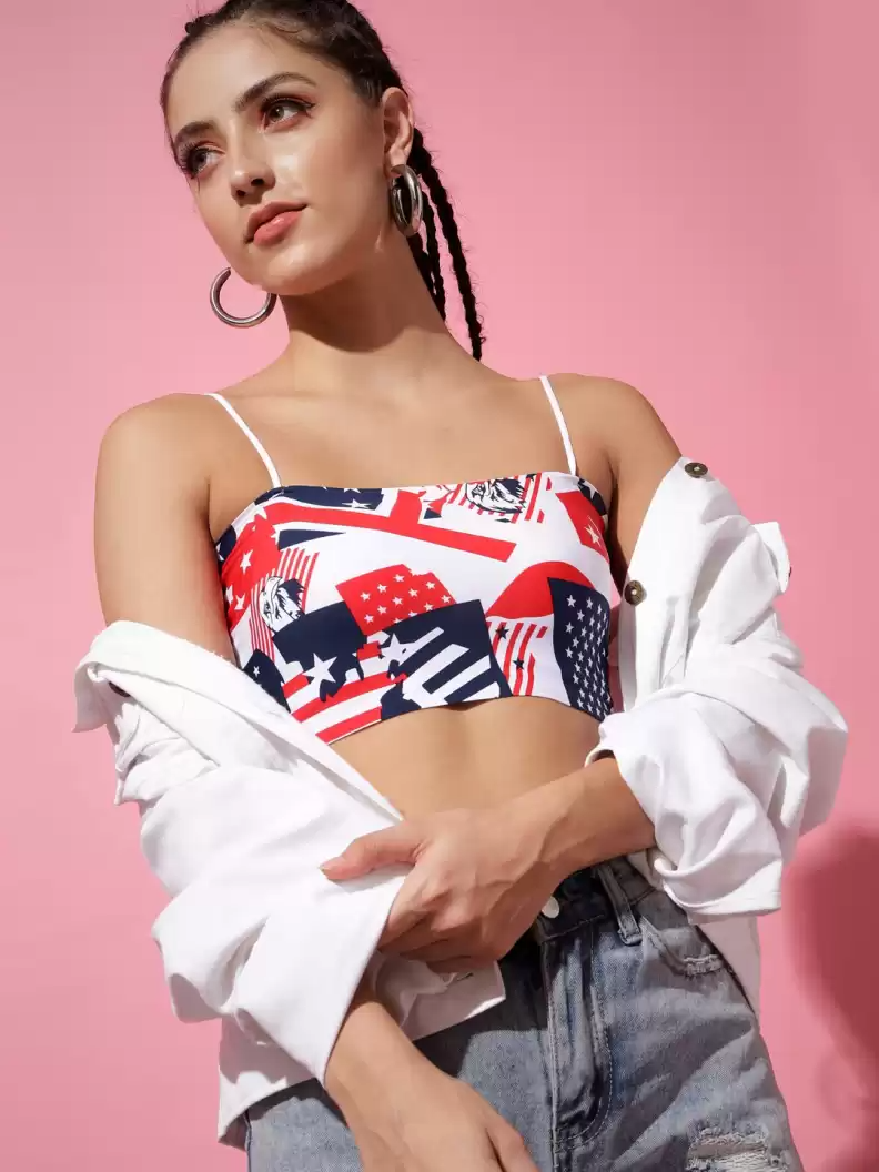 TANDUL  Casual Noodle Straps Printed Women Multicolor Top