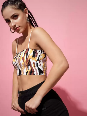 TANDUL  Casual Noodle Straps Printed Women Multicolor Top