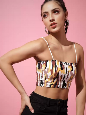 TANDUL  Casual Noodle Straps Printed Women Multicolor Top