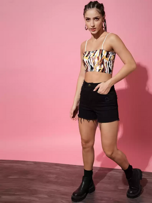 TANDUL  Casual Noodle Straps Printed Women Multicolor Top