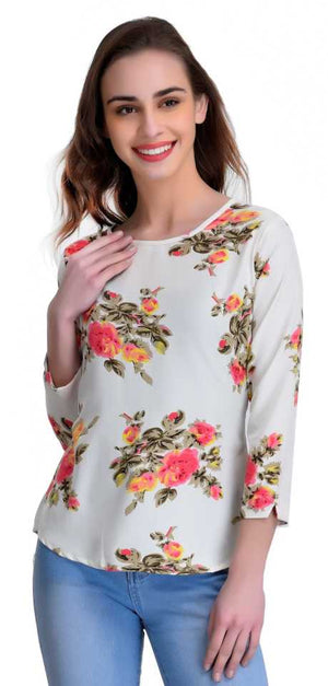 Casual Regular Sleeves Printed Women Multicolor Top