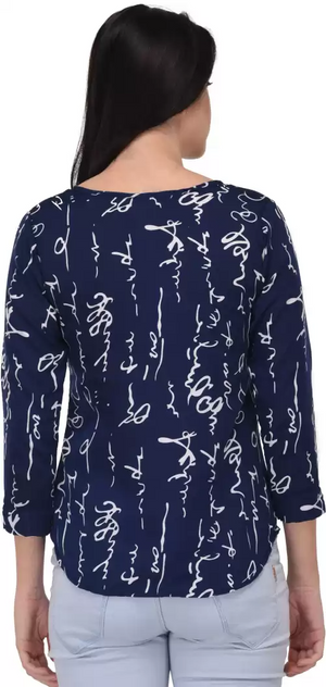 TANDUL  Casual Regular Sleeves Printed Women Blue Top
