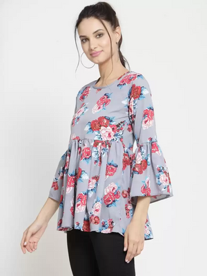 TANDUL  Casual Bell Sleeves Printed Women Multicolor Top