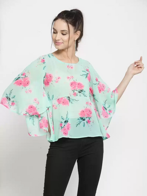 TANDUL  Casual Flared Sleeves Printed Women Multicolor Top