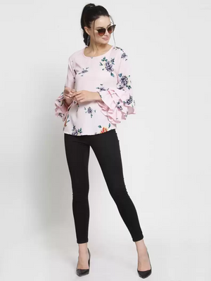 TANDUL  Casual Layered Printed Women Pink Top
