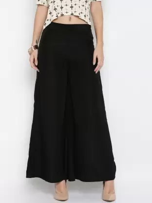 Flared Women Black Trousers