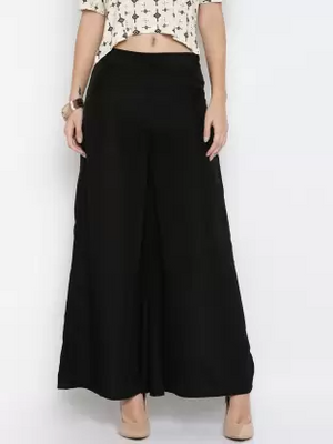 Flared Women Black Trousers