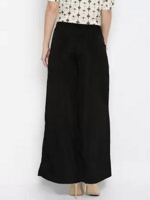Flared Women Black Trousers