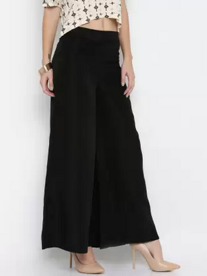 Flared Women Black Trousers