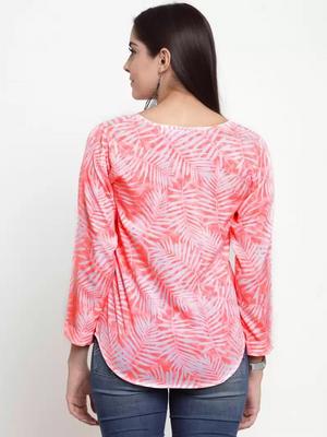 TANDUL  Casual Regular Sleeves Printed Women Orange Top