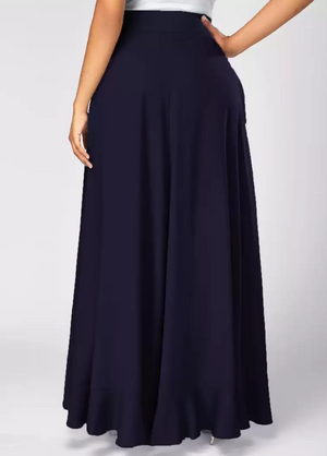 TANDUL  Flared Women Dark Blue Poly Crepe Trousers