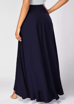 TANDUL  Flared Women Dark Blue Poly Crepe Trousers