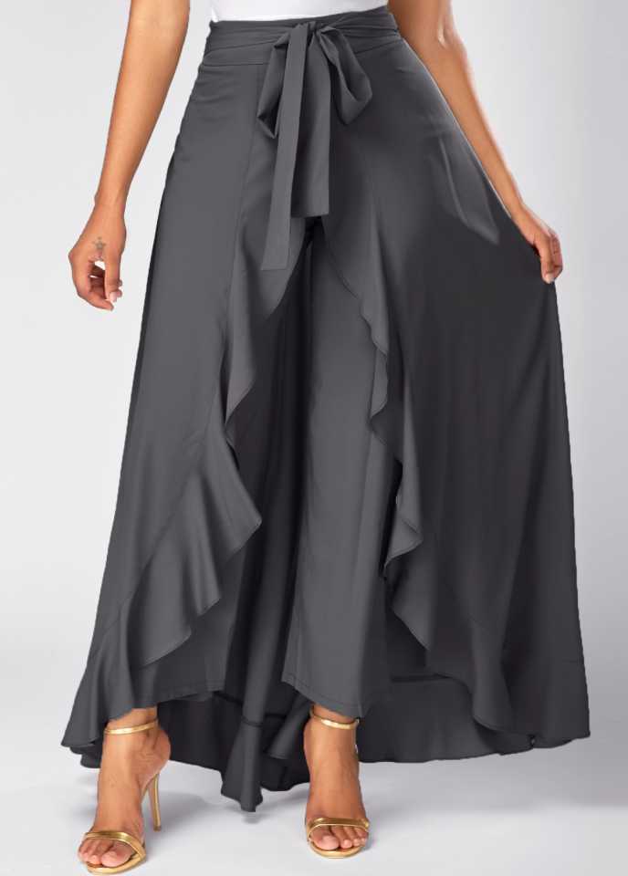 TANDUL  Women Solid Flared Grey Skirt